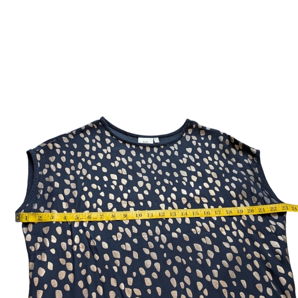 ELK Top NYE Glam Shiny Metallic Dance Floor Womens 6 Navy Blue Gold Boxy Fit - Picture 12 of 13